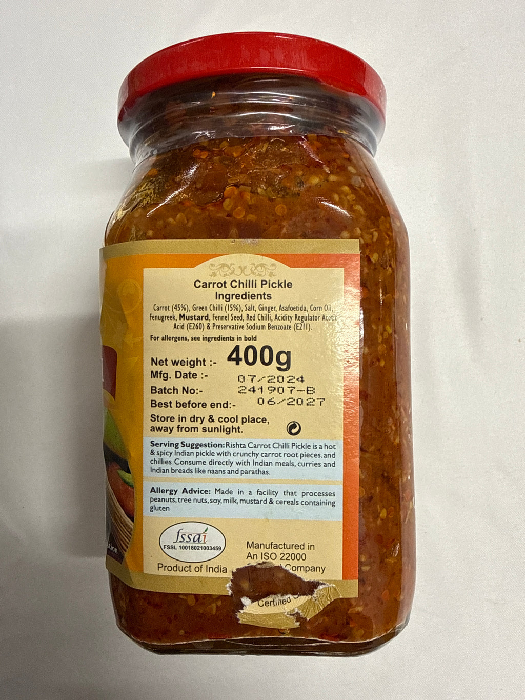 Rishta Carrot Chilli Pickle 400g