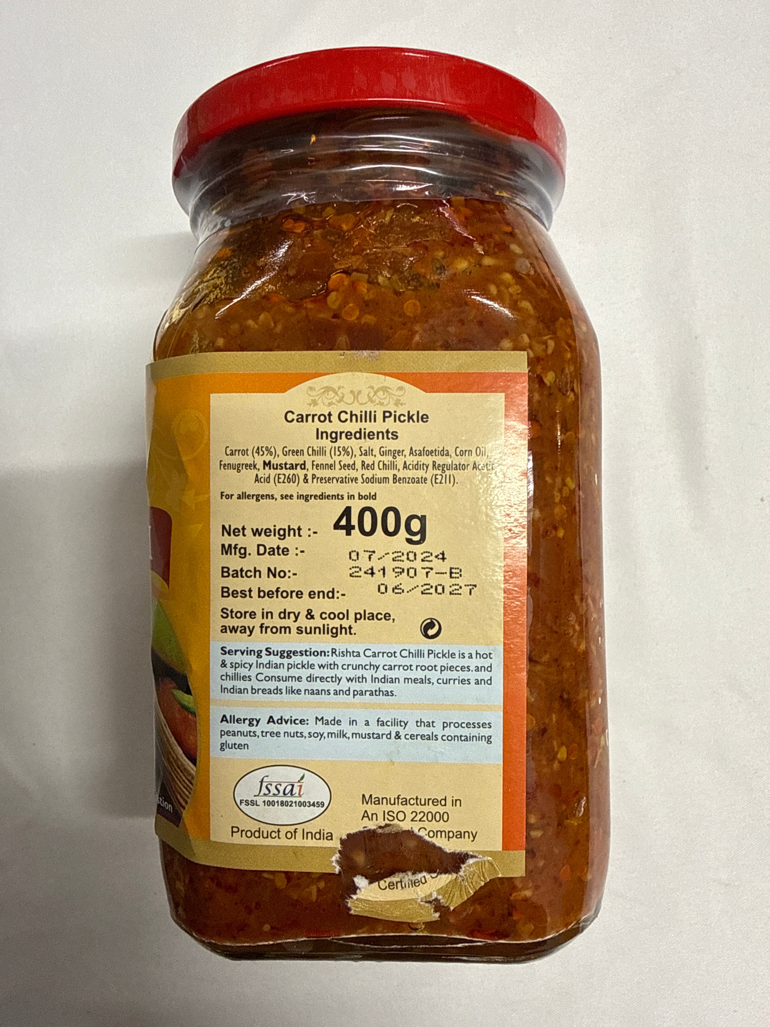 Rishta Carrot Chilli Pickle 400g