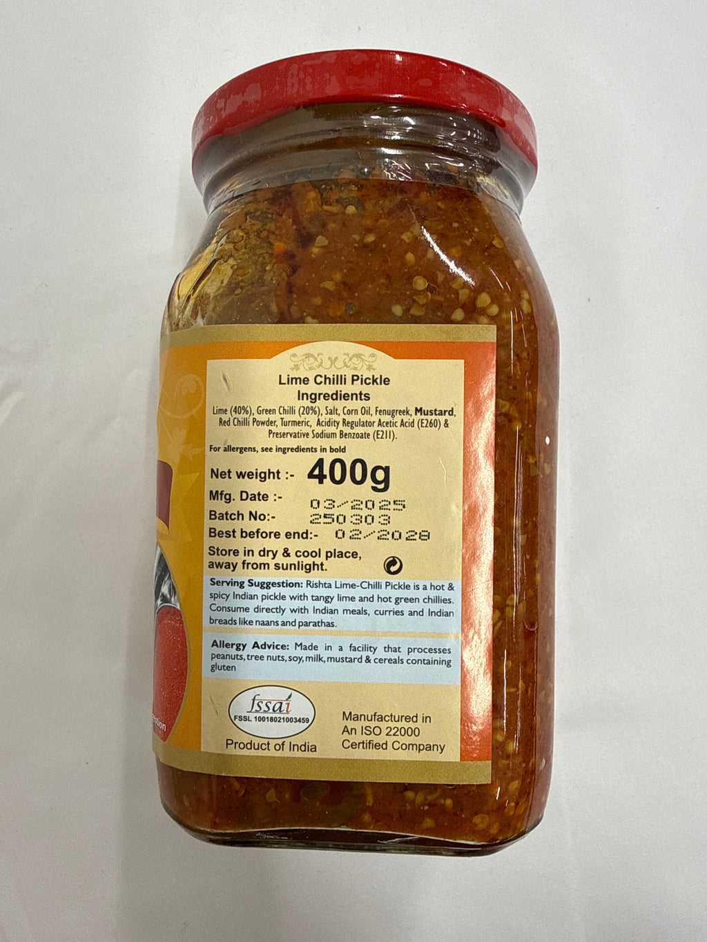 Rishta Lime Chilli Pickle 400g