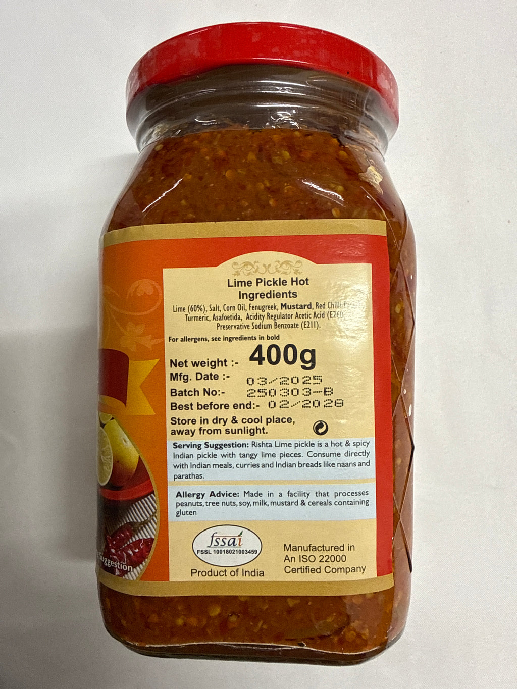 Rishta Lime Pickle Hot 400g