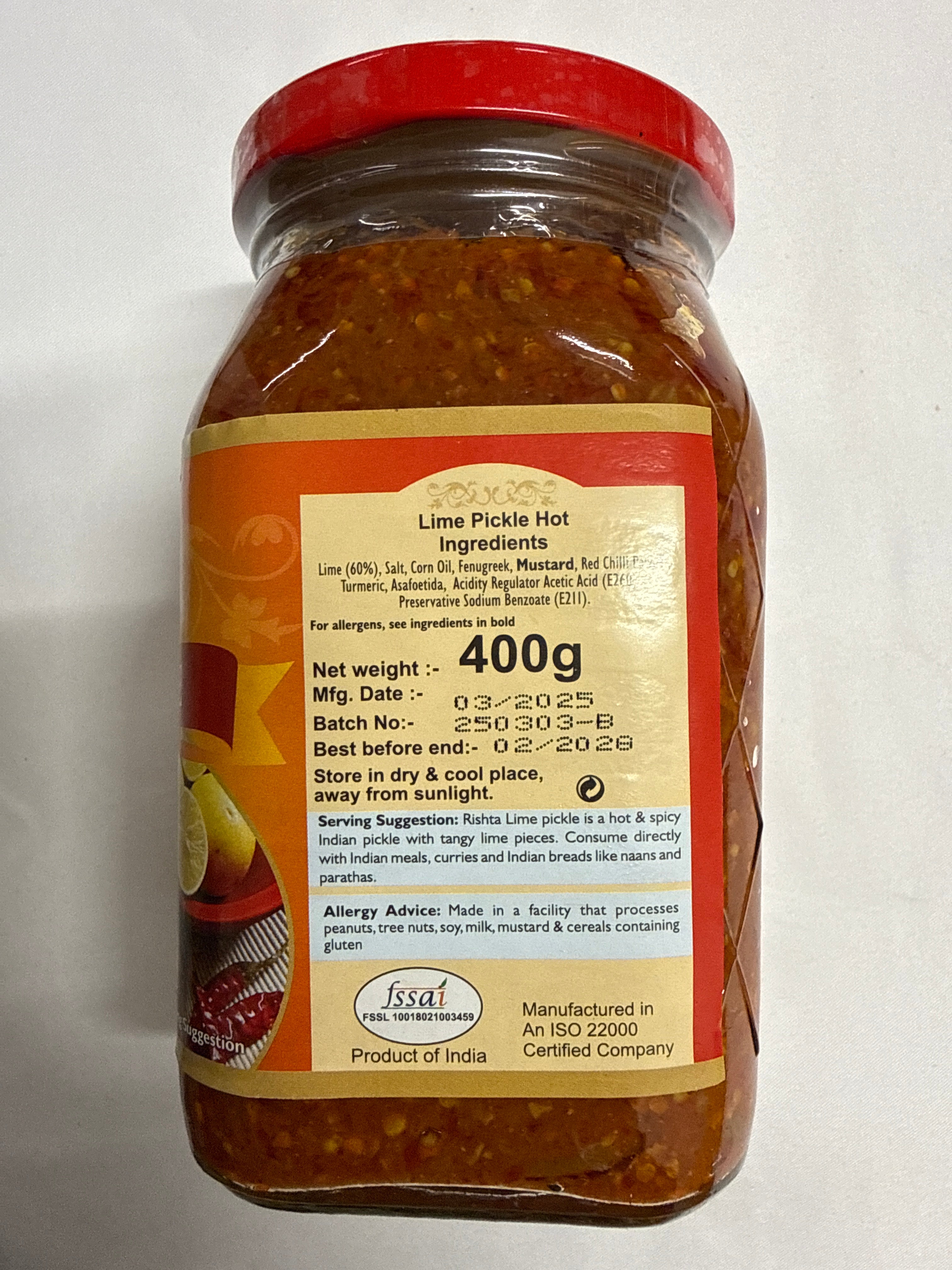 Rishta Lime Pickle Hot 400g